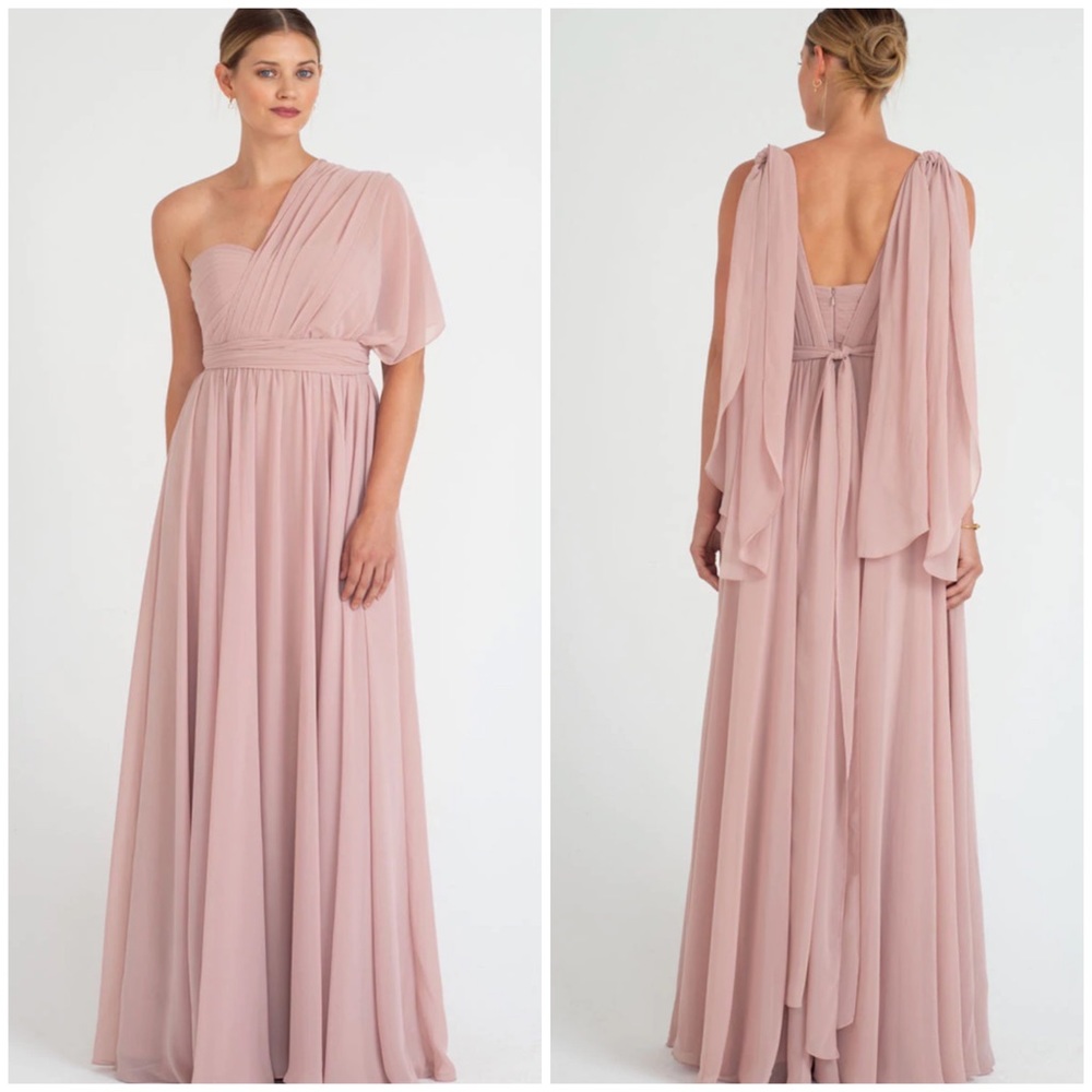 Jenny Yoo Convertible Bridesmaid Dress Mira‎ Whipped Apricot Luxe Chiffon Size 8